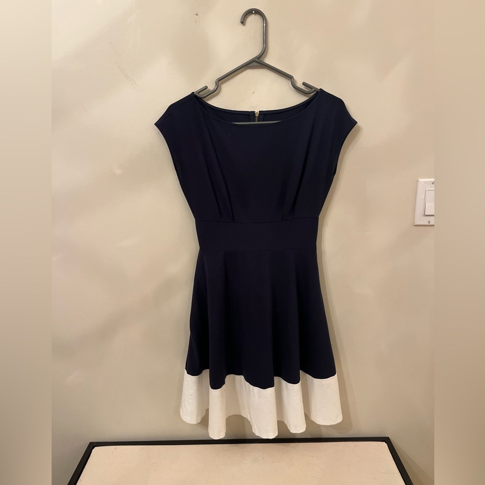 Kate Spade Fit n Flare Navy/White Dress w/ Pockets